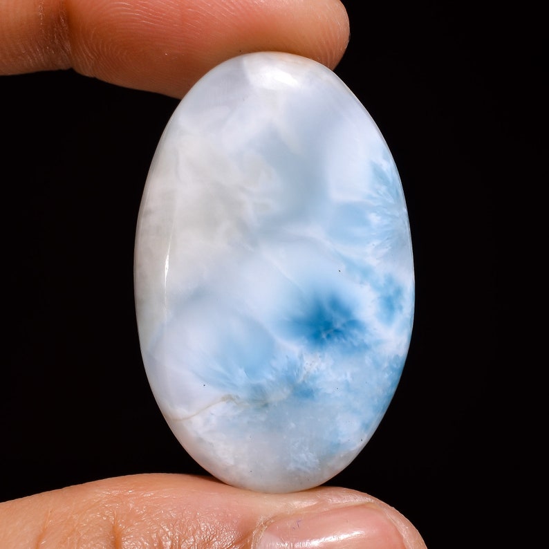 34X21X5 mm SU-1999 Natural Larimar Oval Shape Cabochon Loose Gemstone For Making Jewelry 36 Ct