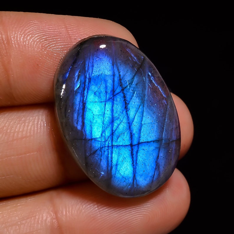 Natural Blue Labradorite Oval Shape Cabochon Loose Gemstone For Making Jewelry 31.5 Ct 27X18X7 mm SU-2026