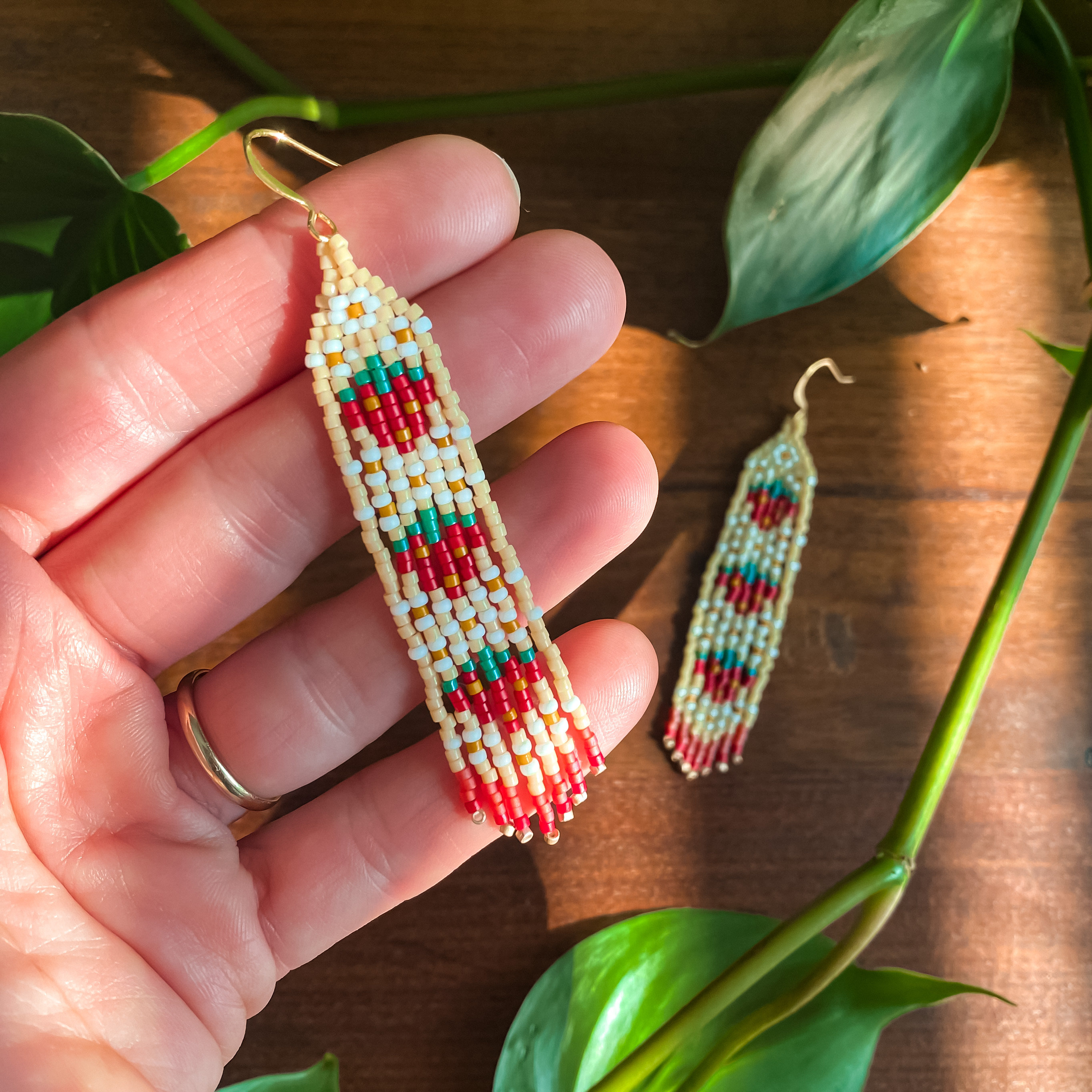Strawberry Patch Beaded Fringe Earrings Bohemian Style Etsy