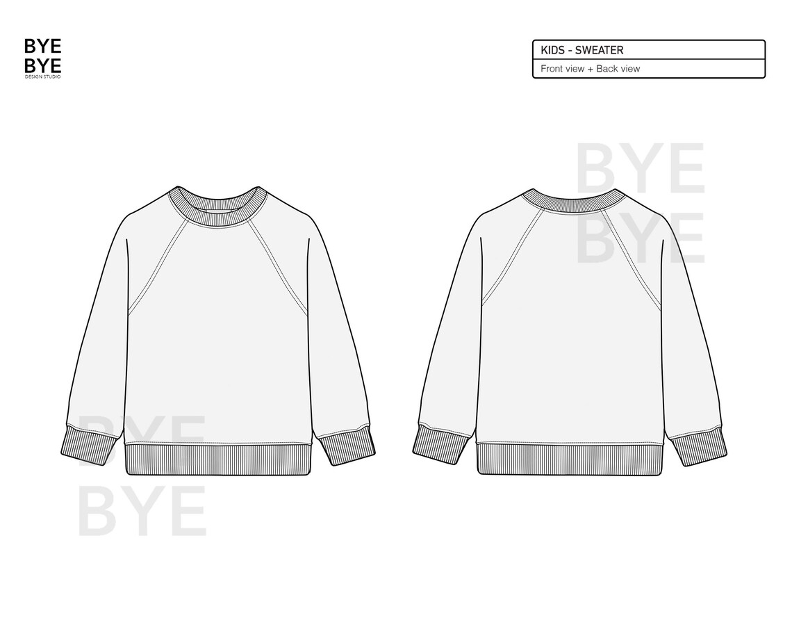 KID'S SWEATER Fashion Design Flat Sketches to Download Technical CAD ...