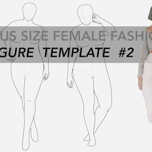 Fashion Sketchbook Figure Template - Plus Size Croquis #2