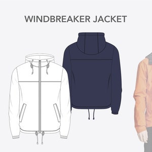 WINDBREAKER JACKE - Fashion Design Flache Skizzen zum Download - technische CAD Zeichnung made in Illustrator