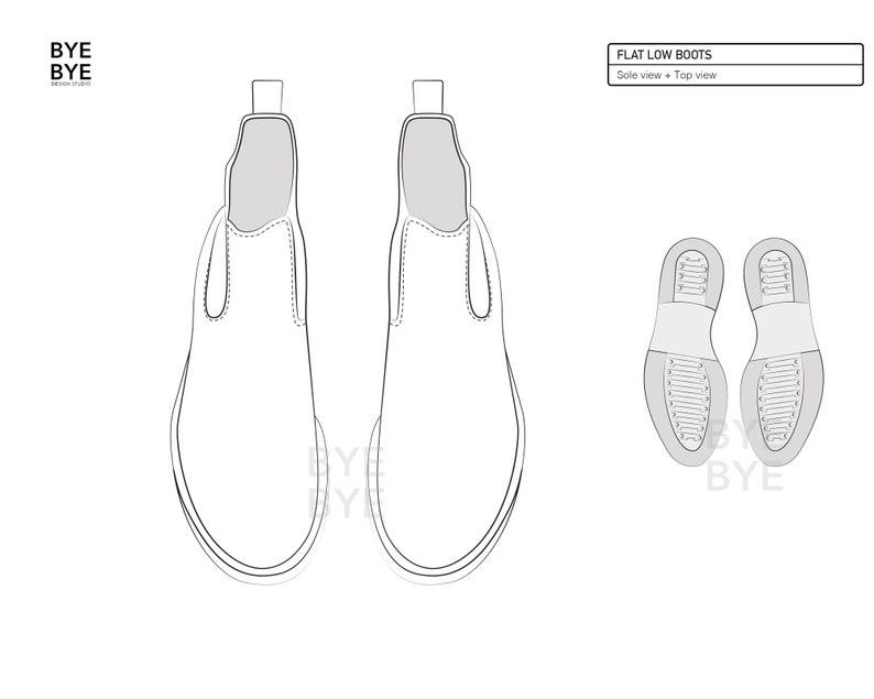 FLAT Low BOOTS - Fashion Design Flat Sketches to Download - Technical ...