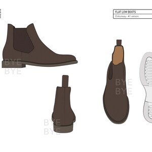 FLAT Low BOOTS - Fashion Design Flat Sketches to Download - Technical ...