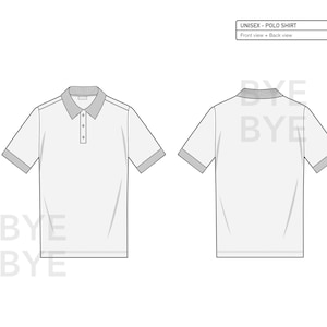 Unisex POLO SHIRT Fashion Design Flat Sketches to Download - Etsy