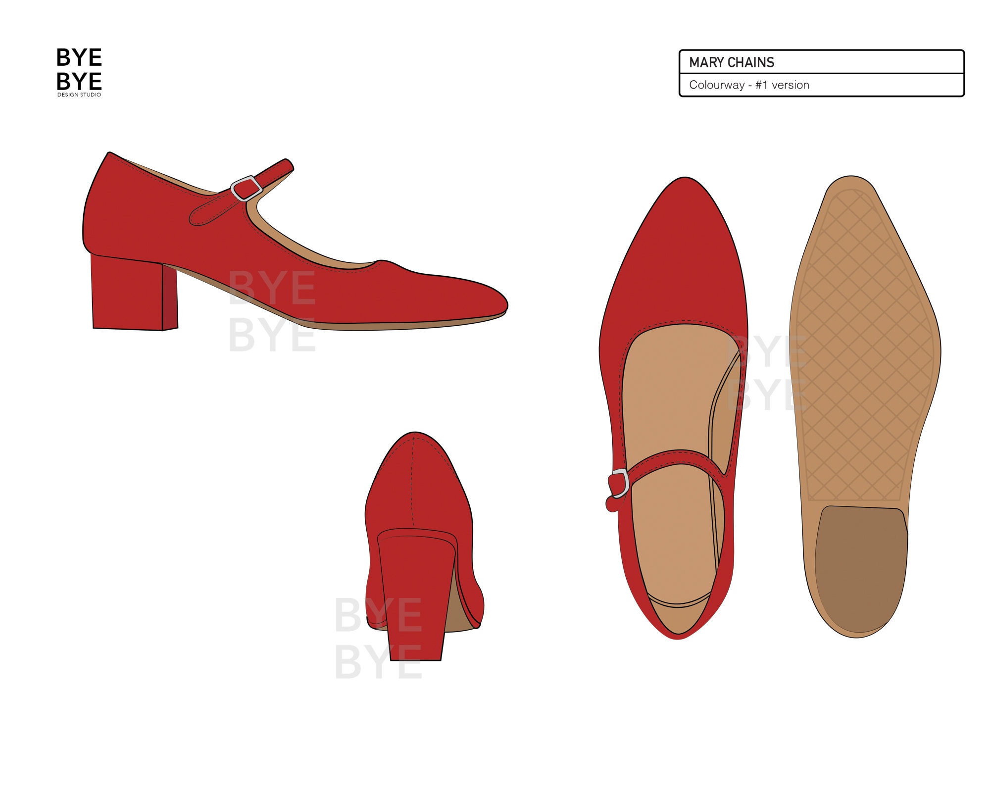 MARY CHAINS Shoes Fashion Design Flat Sketches to Download Technical ...