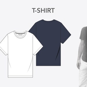 UNISEX T-SHIRT  - Fashion Design Flat sketches to download - technical CAD drawing made in Illustrator