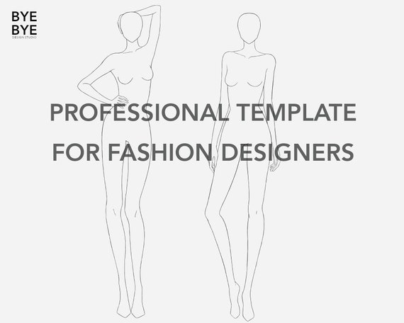 template for dress design Female Fashion Croquis Template, 8 Head Fashion Figure, Front and Back  Croquis, Womenswear Figure Template, Fashion Drawing Reso