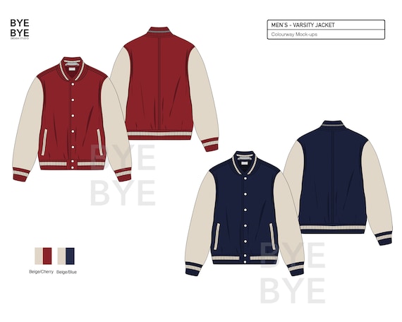 Download Varsity Jacket Fashion Design Flat Sketches To Download Etsy