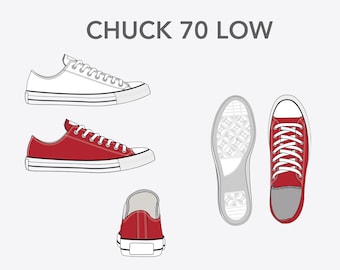 Chuck 70 Low Sneaker Flat Sketch, Fashion Design CAD, Adobe Illustrator, Digital Download