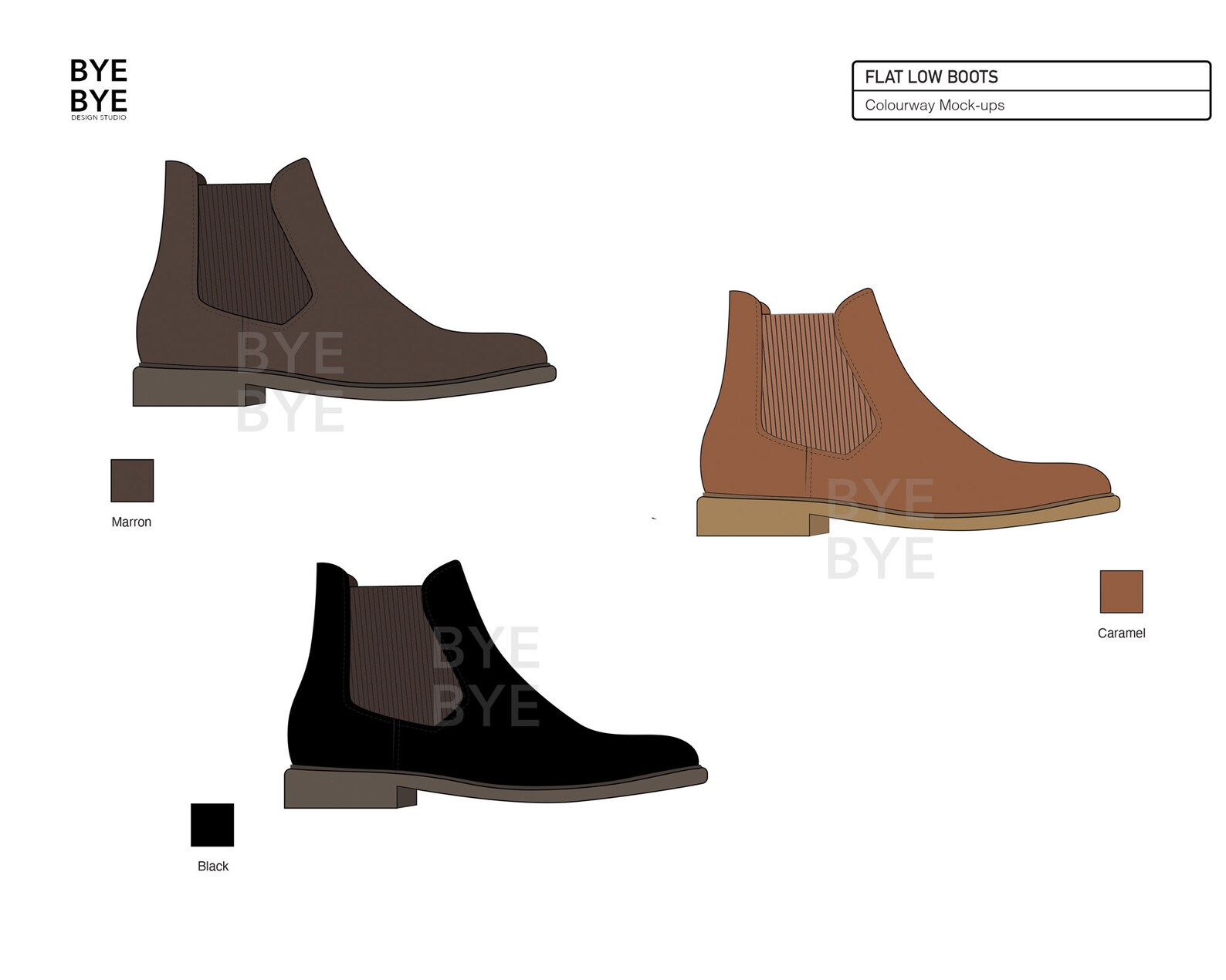 FLAT Low BOOTS - Fashion Design Flat Sketches to Download - Technical ...