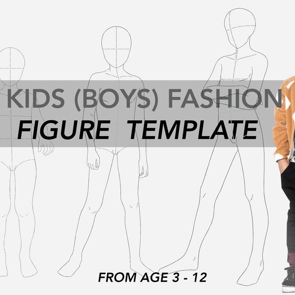 Plantilla de figura de moda para niños (niños) - Fashion Croquis Kids