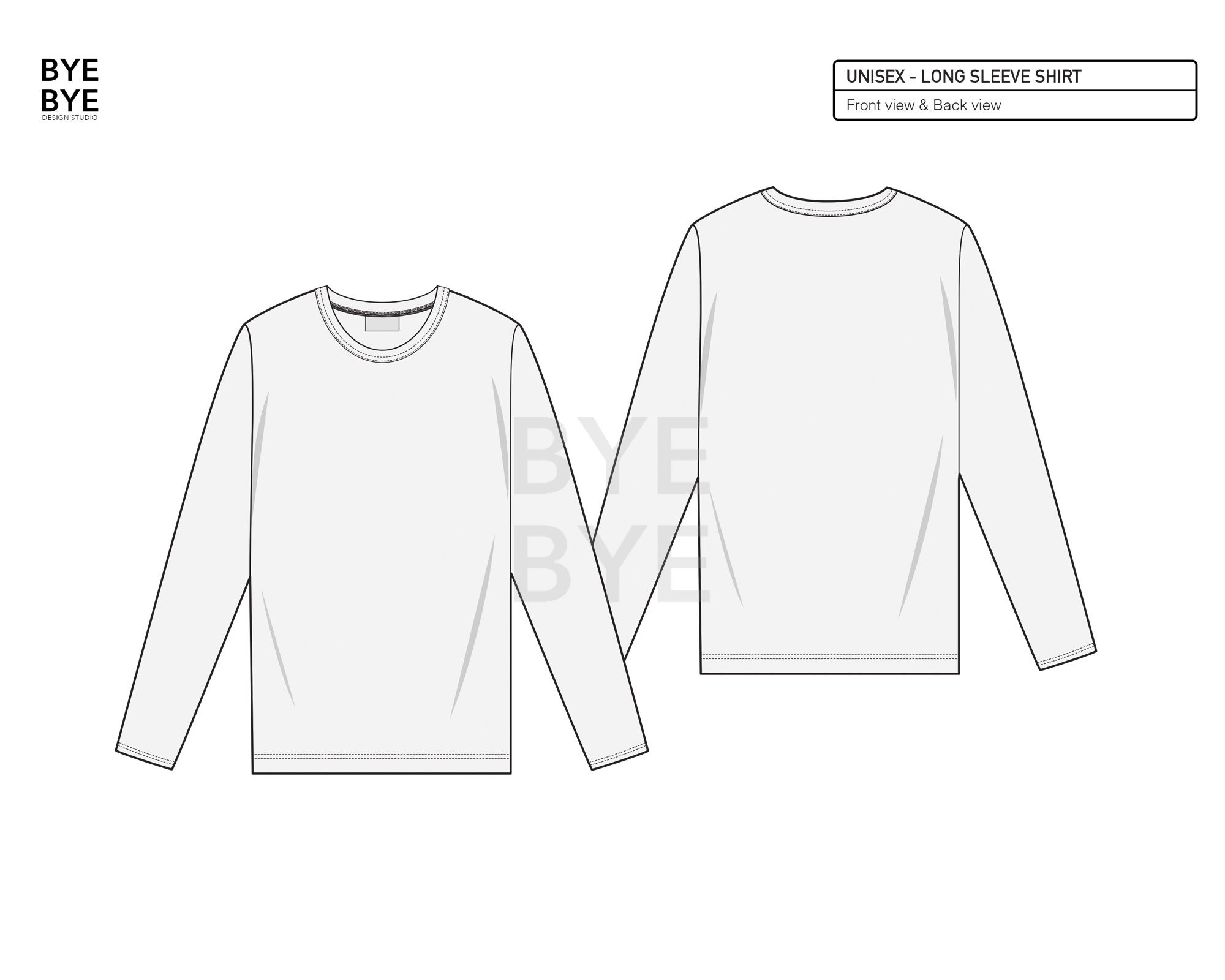 Unisex Long SLEEVE SHIRT Fashion Design Flat Sketches to - Etsy