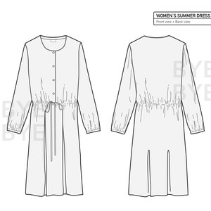 Women's SUMMER DRESS - Fashion Design Flat Sketches to Download ...