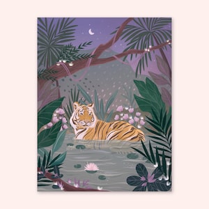 Tiger Print Jungle Print 8.5x11 Art Print Illustrated Print image 1