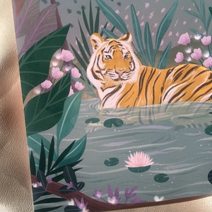Tiger Print Jungle Print 8.5x11 Art Print Illustrated Print image 3
