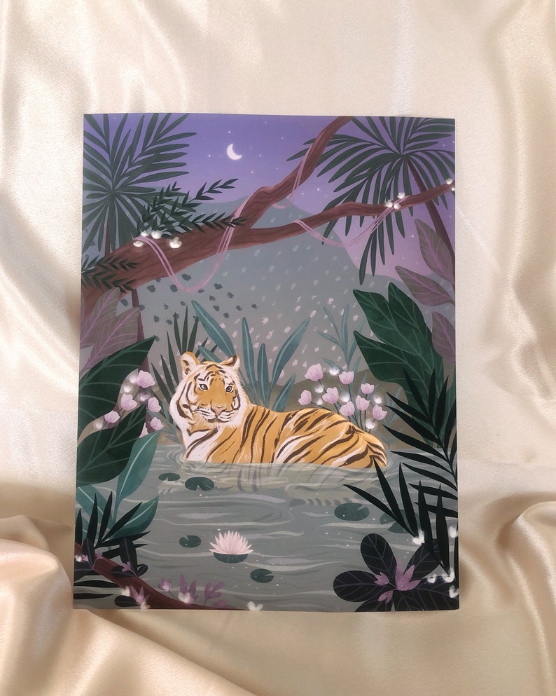 Tiger Print Jungle Print 8.5x11 Art Print Illustrated Print image 4