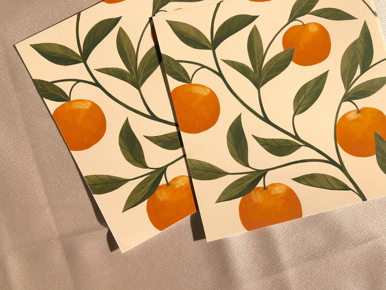 Mandarine Druck Orange Druck Mini Kunstdruck Illustrierter Druck Bild 3