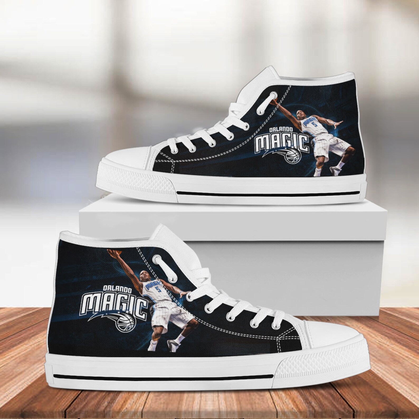 Orlando Magic Hightop Basketball Custom Shoes Hardaway Etsy