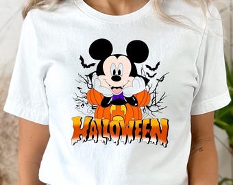 Halloween Mickey Mouse Shirt, Cute Disney Pumpkin Tee, Spooky Season Graphic T Shirt, Mickey Fall Autumn Outfit, Trick Or Treat Party Gift