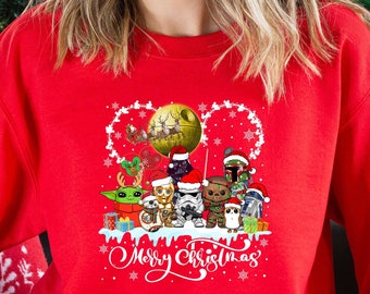 Star wars Merry Christmas Sweatshirt, Star Wars Funny Christmas Shirt, Cute Starwars Characters, Disney Epcot park, Santa darth StormTrooper
