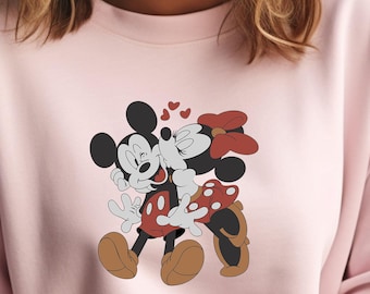 Disney Minnie Mickey Mouse Kiss Shirt, Disney Couple Shirt, Disney Minnie T-Shirt, Disney Mickey T-Shirt, Retro Disney Love Shirt