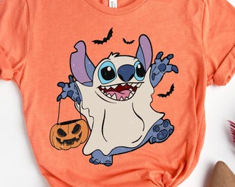 Retro Disney Stitch Halloween Shirt, Stitch Halloween Pumpkins T-Shirt, Halloween Stitch Ghost Sweatshirt, Disneyland Halloween Shirt