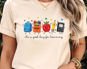 Funny Teacher Life Shirt, Back to School T-shirt, Cute School Supplies Graphic Shirt, Preschool Teacher Gift, First Day Outfit, School Shirt