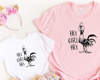 Hei Girl Hei Shirt, Moana Chicken Character Shirt, Disney Characters T-shirt, Disney Moana Chicken Tee, Disney T Shirt, Funny Disney gift T