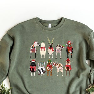 Ziege Liebhaber Tier Shirt, Weihnachten Bauernhof Tiere T-Shirt, Weihnachten Tiere Hoodie, Weihnachtsgeschenk für Bauernhof Mädchen, lustige Farmer Urlaub Hoodie