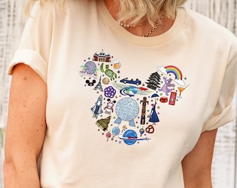 Camisa de viajero de Disney, camisa de vacaciones familiares de Disney, camiseta de Epcot de Disney, viaje de Disney, camisetas de Mickey, gira mundial de Disney, camisa de viaje de Mickey