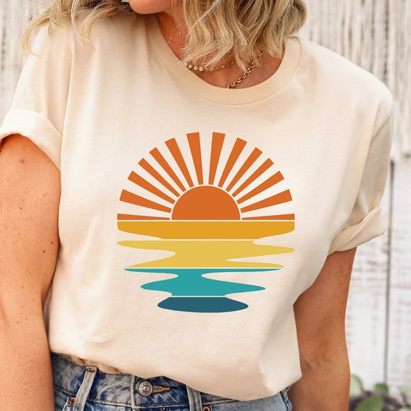 Sun Rays Shirt, Retro Sunset Rays Wavy Shirt, Retro Sunshine Shirt, Motivational Shirt, Summer T-shirt, Sun Rays Tee, Vintage T-Shirt