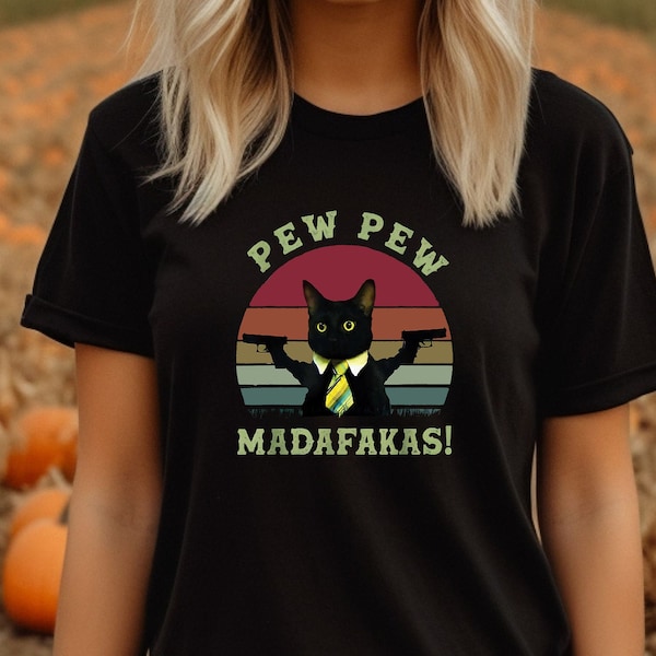 Pew Pew C'est Noël Madafakas Chat Chaton Noir Avec Chapeau De Père Noël