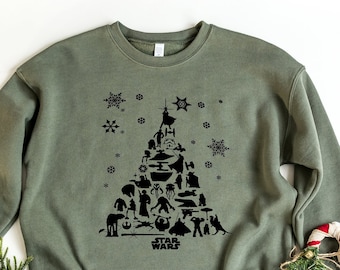 Sudadera navideña divertida de Star Wars, lindo personaje de Starwars, camisa de Starwars, regalos de Navidad, Storm Trooper, Darth Vader Santa, camiseta de Disney