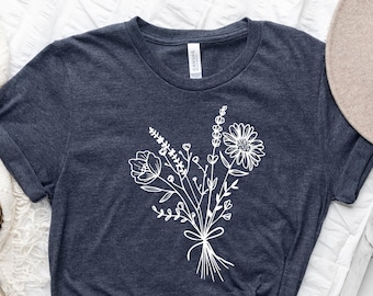 Floral Bouquet Shirt, Flower Shirt, Plant Mom Shirt, Floral Tee, Gifts for Mom, Plant Lover Gift, Cute Ladies Shirt, Gift her, women gift