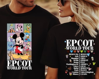 Camisa Disney Epcot World Tour, Camisa Disney Epcot Mickey, Mickey y sus amigos, Camisa Epcot Center 1982, Beber alrededor del mundo, Camiseta Disney