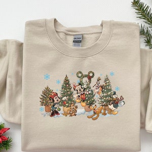 Vintage Disney-kerstboomshirt, kerstshirt Mickey en zijn vrienden, vintage Disney-kerstshirt, bijpassende Disney-kerst-T-shirt, cadeau