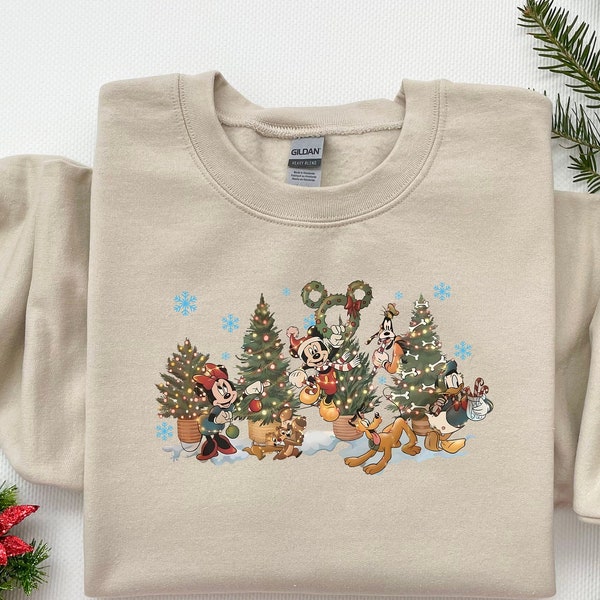 chemise d’arbre de Noël Disney vintage, chemise de Noël Mickey et ses amis, chemise de Noël Disney vintage, tee-shirt de Noël assorti Disney, cadeau