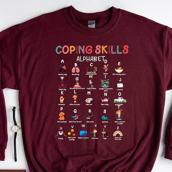 Coping Skills Alphabet Shirt, ABC Coping Skills,Coping Skill Alphabet Shirt,School Counselor Shirt,Psychologist Shirt, School Psychologist,b