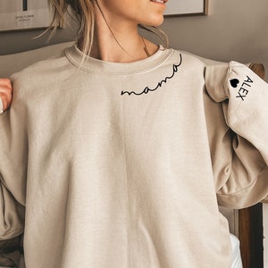 Custom Mama Sweatshirt with Daughter and Son Names, Personalized Mom Shirt,New Mom Gift,  Minimalist Momma Sweatshirt, Cute Gift For Mom