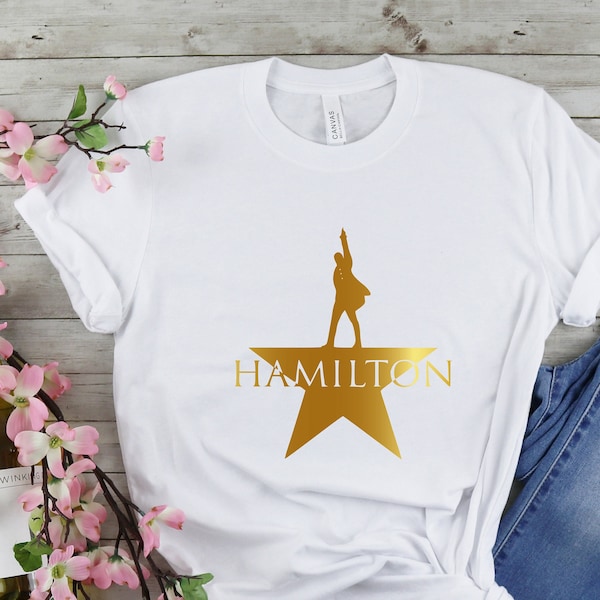Chemise Golden Alexander Hamilton, T-shirt Hamilton, Chemise Broadway, American Musical, Hamilton et Peggy, Schuyler Sisters Tee
