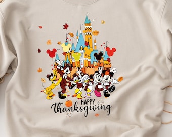 Personajes de Disney Happy Thanksgiving Shirt, Disney Thanksgiving Tee, Happy Thanksgiving Outfit, Fall Disney Vacation, Disney Fall Shirt,