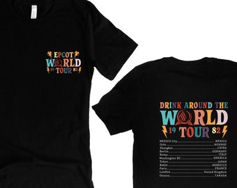 Disney Epcot World Tour Shirt, Drinking Around The World, Disney Shirt,Retro Disney Epcot Shirt, Mickey And Friends, Epcot Center 1982 Shirt