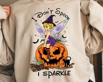 Tinkerbell I Dont Spook I Sparkle Disney Halloween para mujeres y niños camisas, Disney World Tee, Tinkerbell Halloween Shirt, Disneyland Tees