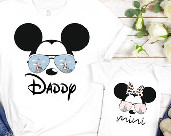 Camisas Daddy Mouse Mini Mouse, camisa Mini Mama Daddy combinando, camisas para pais e filhos, presente de dia dos pais, camiseta de férias em família da Disney, camiseta do pai