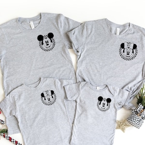 Retro Disney Pocket Size Shirts, Mickey Checkered Shirt, Family Shirts, Minnie Mouse Pocket Tees, Vintage Disneyland, Disneyworld Couple Tee