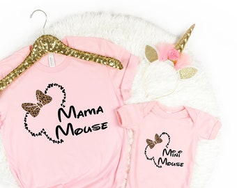 Mini and Mama Mouse Shirts, Magic Vacation Tees, Minnie Mouse Tees, Cheetah Silhouette Mini-Mama Mouse, Mommy And Me Shirt, Leopard Mommy