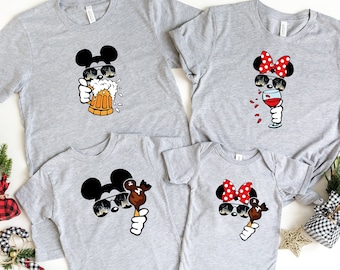 Mickey Beer Minnie Wine shirts, Disney couple shirts Drinking Around the world, Epcot Food and Wine Fest, family matching sweatshirts gifts