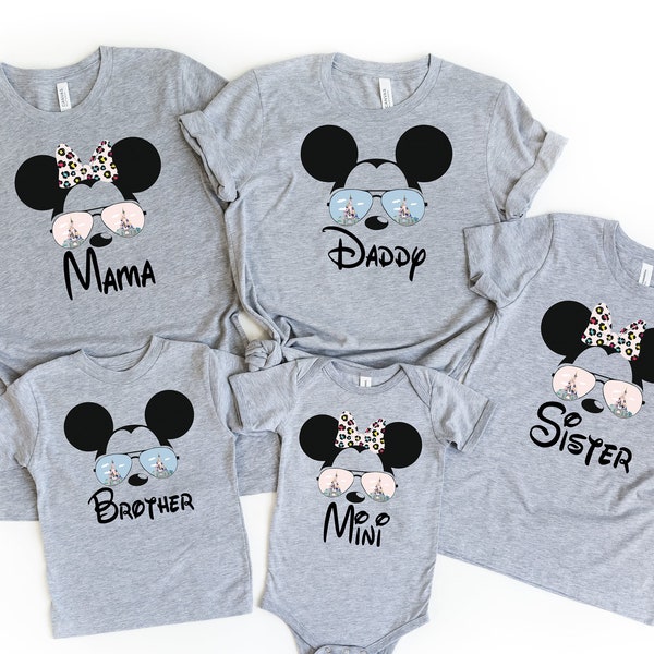 T-shirt famille Disney personnalisé, T-shirts assortis famille Disney, chemises Mickey, T-shirt Minnie, t-shirt Disneyworld, t-shirt famille Disney, maman Disney