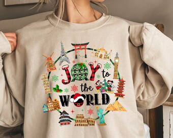 Joy to the world Sudadera, Epcot Christmas Shirt, Epcot World Showcase, Disney Epcot Tees, Disney Christmas 2022, Christmas Disney Gifts